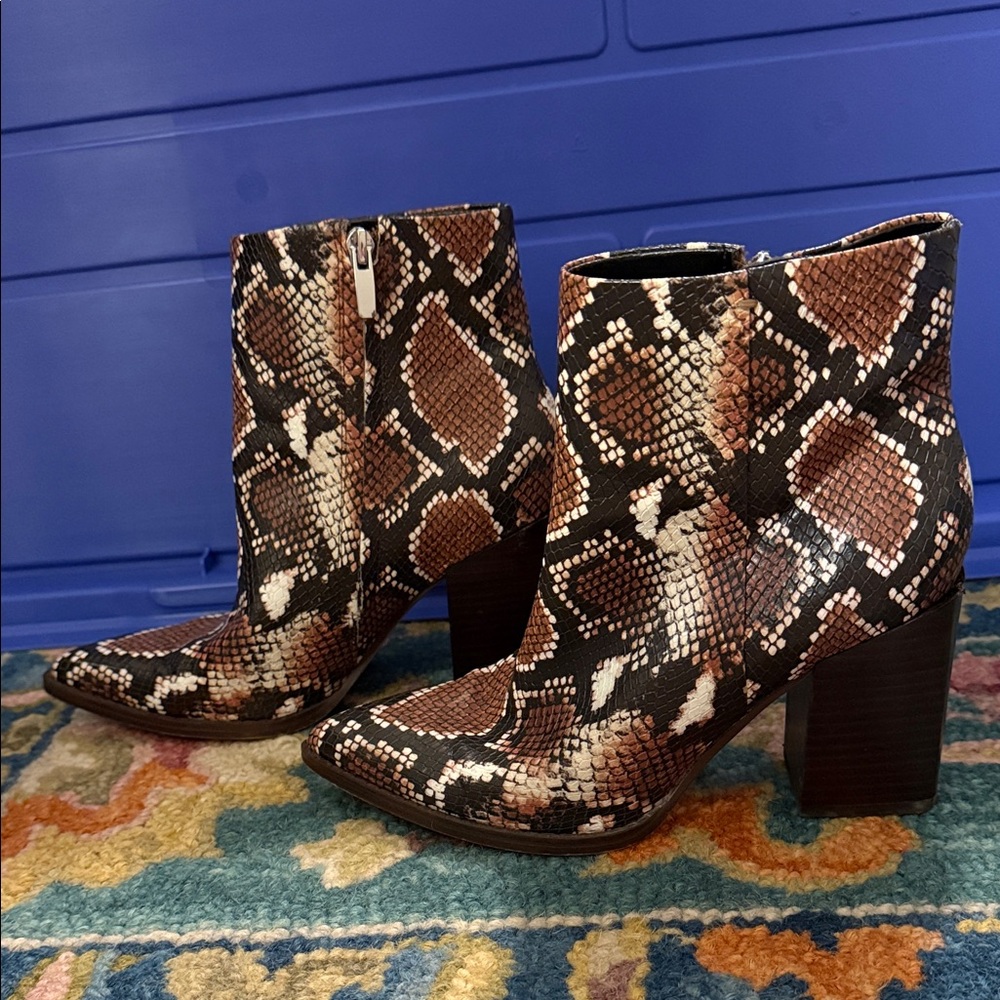 Nine West Brown Snakeskin Ankle Boots